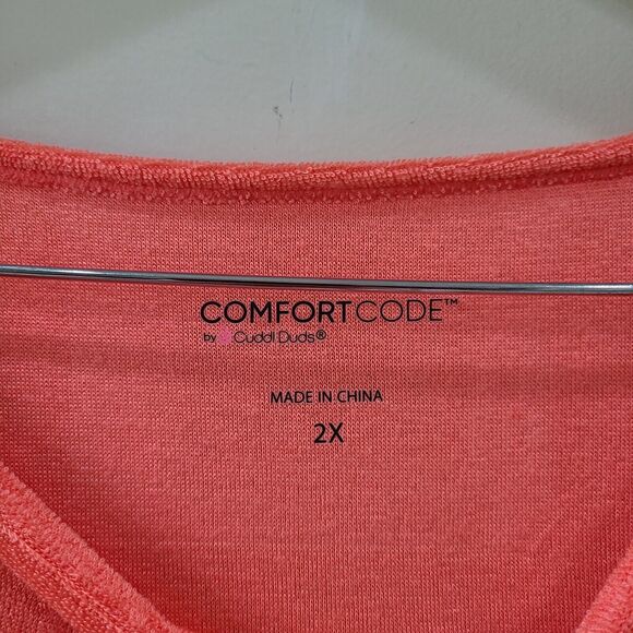 Comfort Code Cuddl Duds Womens Pajama Short Set Size 2X Coral Pink Terry Cloth - Picture 3 of 14